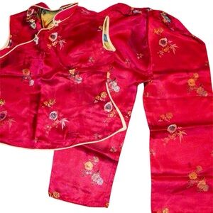 Red Floral Kids Pajama Set